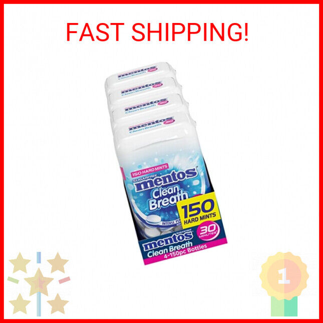 Mentos Clean Breath Sugarfree Hard Mint 150pc (4 Pack)