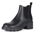 Athlefit Women's Black Chunky Heel Chelsea Boots