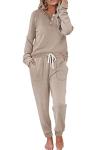 Beige Two-Piece Women’s Sweatshirt and Jogger Set