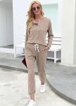 Beige Two-Piece Women’s Sweatshirt and Jogger Set