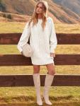 Cozy Oversized Cable Knit Sweater Dress
