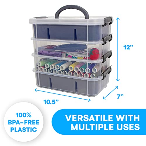 Blue Storage Box with Lid and 2 Compartments