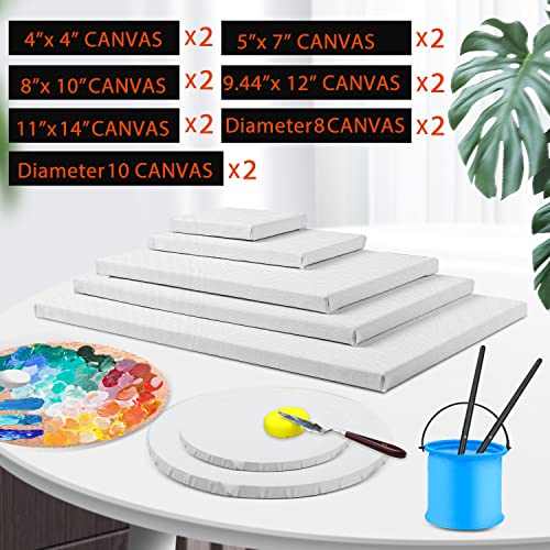 14-Pack Stretched Canvas for Painting, Multiple Sizes