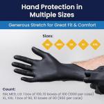 Adenna Dark Light Black Nitrile Exam Gloves - Large