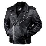 HWK Brando Black Leather Motorcycle Jacket for Men
