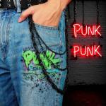 Milakoo Black Motorcycle Pants with Chain Detail