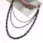 Milakoo Black Motorcycle Pants with Chain Detail