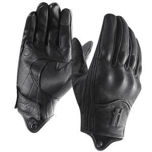 Harssidanzar Men's Warm Leather Motorcycle Gloves - Black