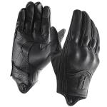 Harssidanzar Men's Warm Leather Motorcycle Gloves - Black