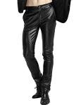 Yeokou Men's Black Faux Leather Biker Pants