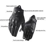 Harssidanzar Men's Warm Leather Motorcycle Gloves - Black