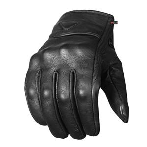 Black Leather Motorcycle Gloves for Men and Women