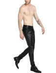 Yeokou Men's Black Faux Leather Biker Pants