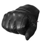 Black Leather Motorcycle Gloves for Men and Women