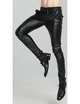 Yeokou Men's Black Faux Leather Biker Pants
