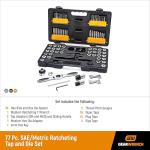 77 Piece Ratcheting Tap and Die Set