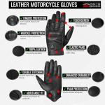 Black Leather Motorcycle Gloves for Men and Women
