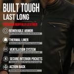 REVOLT Men's Black Buffalo Leather Motorcycle Jacket