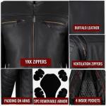 REVOLT Men's Black Buffalo Leather Motorcycle Jacket