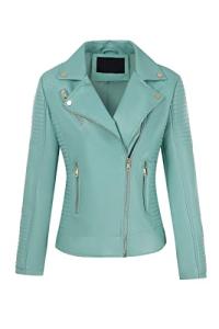 Blue Women's Faux Leather Moto Jacket XL