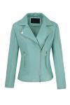 Blue Women's Faux Leather Moto Jacket XL
