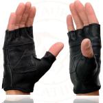 Milwaukee Leather Men's Black Fingerless Motorcycle Gloves