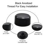 Black Aluminum 3/4" NPT Plugs, Pack of 2