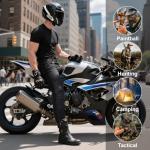 Men's Motorcycle Riding Pants with Armor, Black