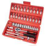 46PCS Compact Ratchet Socket Wrench Tool Set