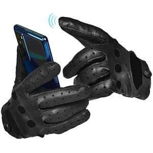 Surawil Men's Leather Touchscreen Driving Gloves