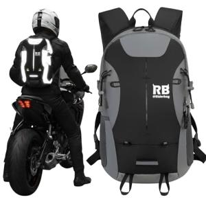 Hi-Vis Reflective Motorcycle Backpack with Helmet Holder
