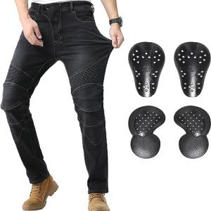 Men's Stretch Denim Motorcycle Jeans with Armor
