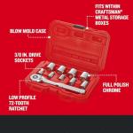 72-Tooth Low Profile Ratchet Tool Set, 10 Pieces