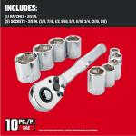 72-Tooth Low Profile Ratchet Tool Set, 10 Pieces