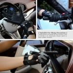 GSG Men's Black Leather Touchscreen Motorcycle Gloves
