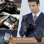 GSG Men's Black Leather Touchscreen Motorcycle Gloves