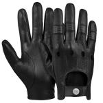 GSG Men's Black Leather Touchscreen Motorcycle Gloves