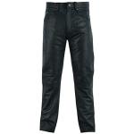 Men’s Black Leather Motorcycle Pants with 5 Pockets