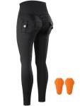 WOSAWE Women's Motorcycle Yoga Leggings with Knee Pads