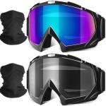2 Pack Motorcycle Goggles with Neck Bandanas