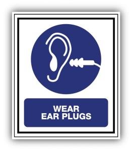 Wear Ear Plugs Safety Sticker - Waterproof Vinyl Decal