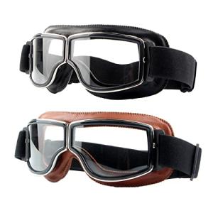 Vintage Motorcycle Goggles - 2 Pack, Anti-Fog Eyewear