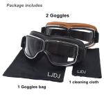 Vintage Motorcycle Goggles - 2 Pack, Anti-Fog Eyewear