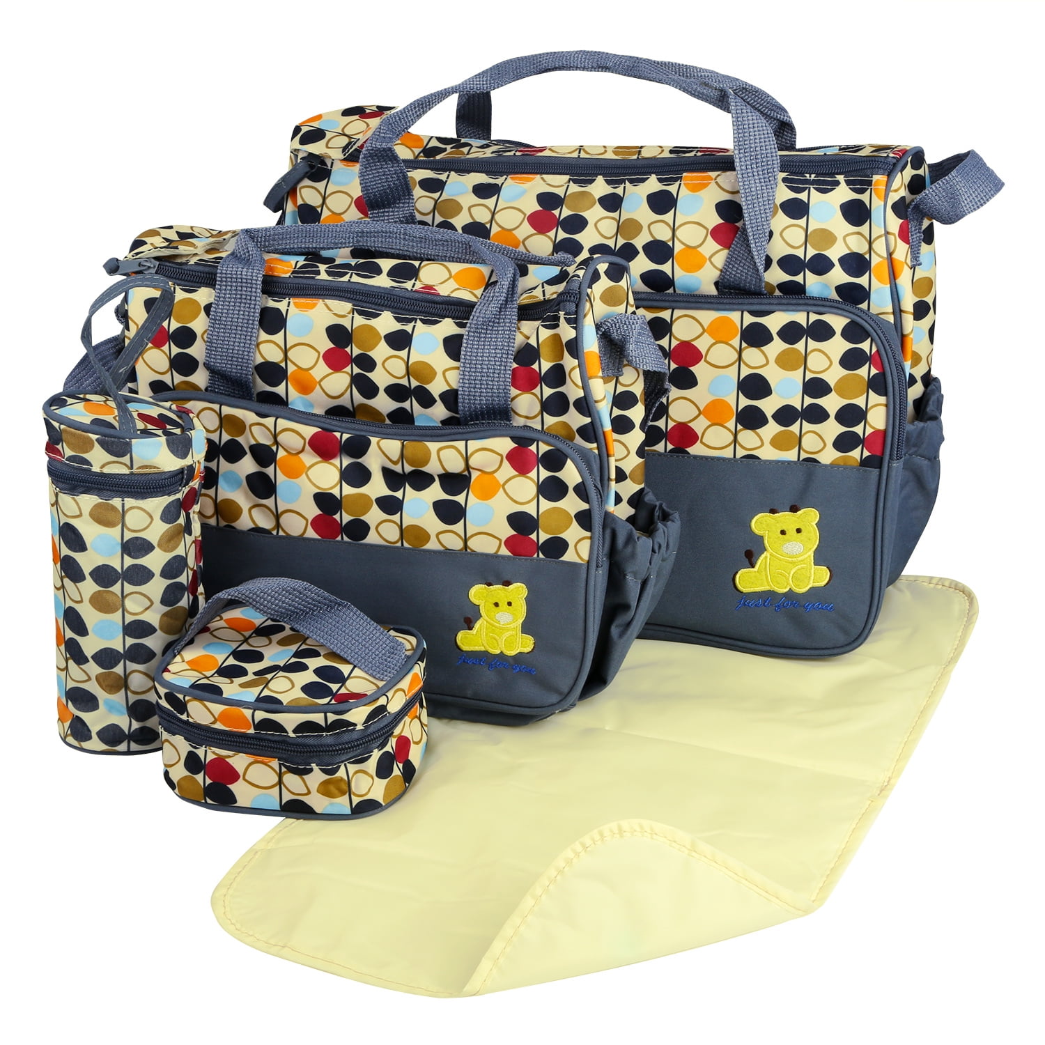 5-Piece Stylish Baby Diaper Tote Set - Gray