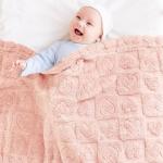 Cozy Heart Checkered Baby Blanket - Light Pink