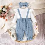 Cute Floral Long Sleeve Baby Girl Jumpsuit