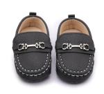 LONSOEN Baby Boys Girls Crib Moccasins - Black