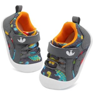 Grey Dinosaur Barefoot Infant Sneakers for Baby