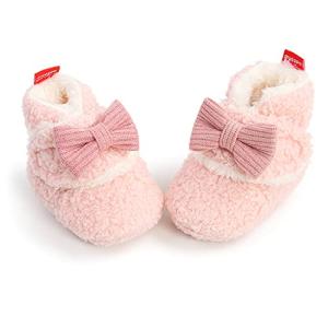 Cozy Pink Baby Girl Booties with Bowknot