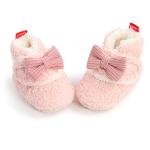 Cozy Pink Baby Girl Booties with Bowknot